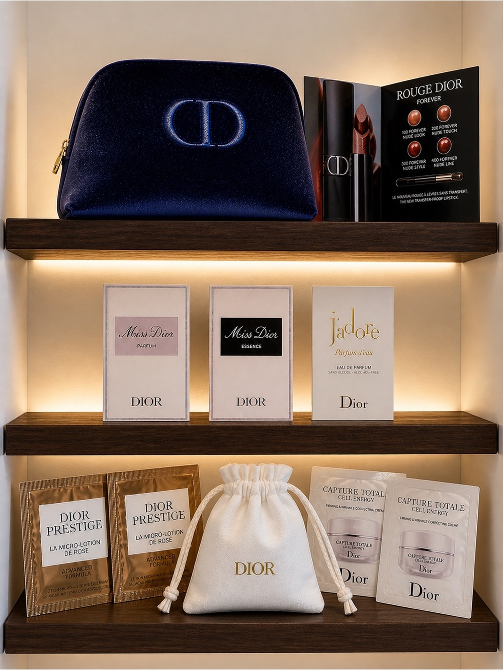 Dior 13-Piece Gift Set | Blue Velvet Pouch + Perfume & More | See All Photos